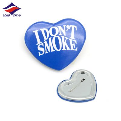 China Europe Longzhiyu 15 Years Factory Heart Button Pin Badges Custom Logo Lapel Pins Metal Tinplate For Souvenir for sale