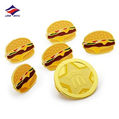 China Europe Longzhiyu Foods Shaped Enamel Pin Brooches Metal Crafts Gifts Gold Pins Soft Enamel Lapel Pin for sale