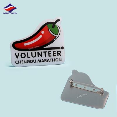 China Europe Longzhiyu 15 Years Factory Logo Metal Badges Maker Custom Epoxy Printing Pin Badge Gifts and Crafts for sale