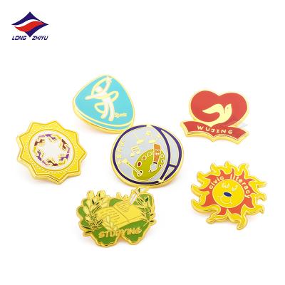 China Europe Longzhiyu Custom Hard Enamel Lapel Pins With Butterfly Clasp Heart Button Pin Badges For Souvenir for sale