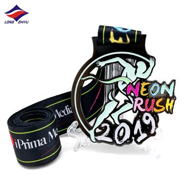 China Europe Longzhiyu 15 Years China Glow Metal Medals Customized Cavity Supplier Customized Glowing Medals Sports Running Medals for sale