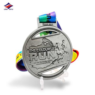 China Europe Longzhiyu 15 Years Custom Color Running Medallion Marathon Medals Cavity Metal Factory Medal Sports 5k Running Medal for sale