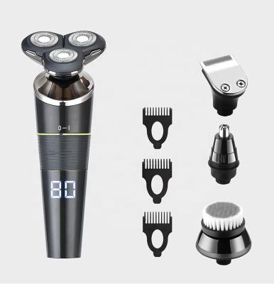 China Operation LCD Power Display Triple Heads Men's Cordless Cordless Electric Shaver Rechargeable Electric Shavers with 4 in 1 Multifunction for sale