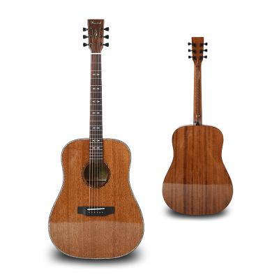 China GUITAR D950 41 inch all solid folk acoustic guitar all solid mahogany five piece high gloss decoration OEM abalone neck backed for sale