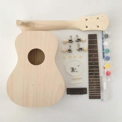 China GUITAR 23 Inch Conert Ukulele DIY Kit Wooden Handmade Toys Linden +Rosewood Handpaint For Kids Including Painting Tools for sale