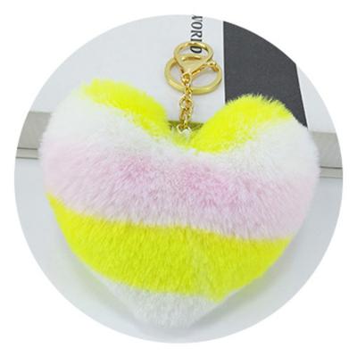 China Hair Lovely Heart Plush Color Key Ring Heart Lady Purse Mobile Phone Car Pendant Key Chain Ball Dreamy Bag for sale