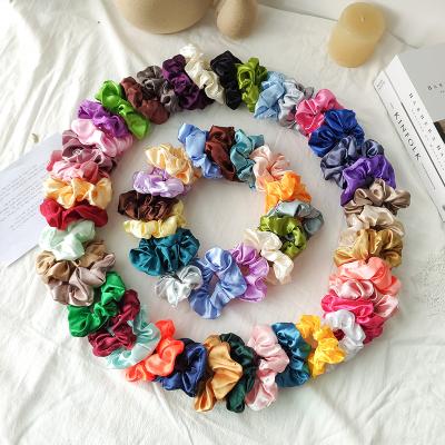 China 2021 Wholesale Custom Solid Color Hair Scrunchies Women's Cloth Hair Ties Hair Accessories for sale