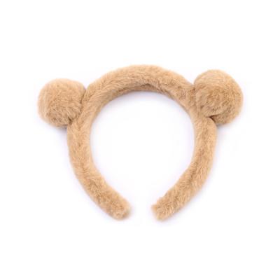 China Bear Cloth Wool Girl Heart Hairpin Hairpin Plush Ears Headband Cute Super Soft Funny Imitation Ball Female for sale