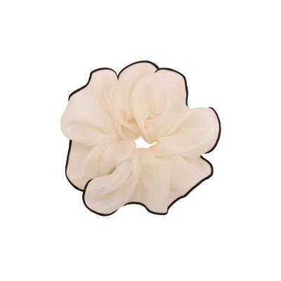 China Custom fabric 2021 designer girls hair accessories contrast color gauze hair scrunchies large intestine circle women oversized handband for sale