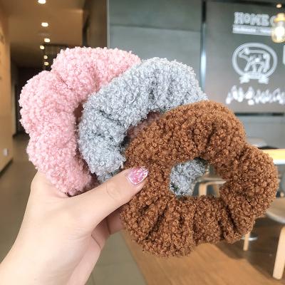 China European and American Style Winter Ponytail Holders Women Hair Scrunchies Accessories Hair Ties Teddy Plush Elastic Scrunchies for sale