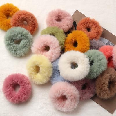 China European and American wholesale high quality faux fur ring style soft plush elastic hair scrunchies for sale