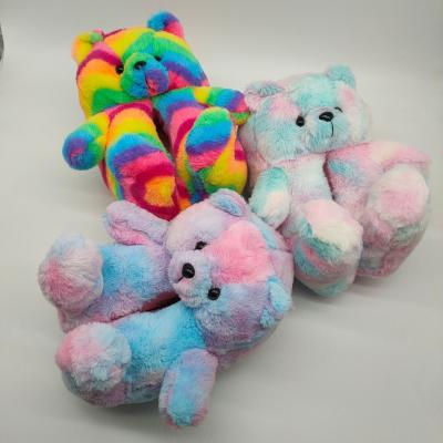 China 2021 Fashion Trend Cheap Kids Fast Shipping Giant Fluffy Link Die Soft Pink Teddy Bear Kemi Kemi Slippers Soft Toddler In Bulk For Kids for sale