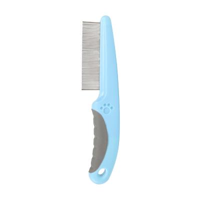 China PSM Pet Viable Needle Comb Fine Tooth Steel Needle Comb For Removing Fleas Handheld Needle Comb Stainless Steel Straight Fluffy Brush for sale