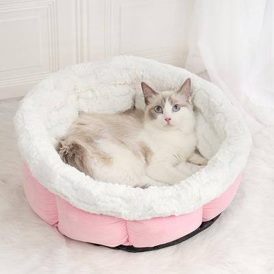 China Wholesale Viable Plush Pet PSM Material Hot Dog Around Bed Fashionable Cute Shape Dog Bed Cat Bed for sale