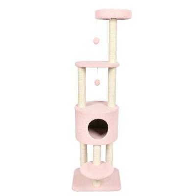 China 2022 Wholesale Luxury Growing Pet Cat Tree Tower Houses Scratches Sustainable Large Animal Plush Cat Tree for sale