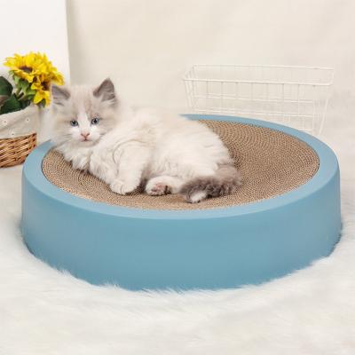 China PSM Sustainable Pet Products Round Built-in Moisture-proof Cat House Cat Scratch Board Multifunctional for sale