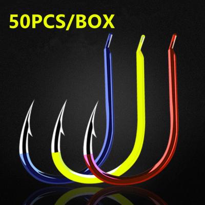 China YOUME 50pcs/box 3#-15# Carbon Steel Carbon Steel Fishing Hook PESCA Durable Jig Hooks Carp Main Hooks for sale