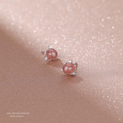 China Simple fashion female earrings temperament cold wind earrings women's earrings S925 Sterling Silver Strawberry Crystal Planet new for sale