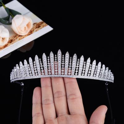 China Women's Silver Crown Bride Wedding Girls Wedding With Same Headwear Zircon Crown Hair Accessories for sale