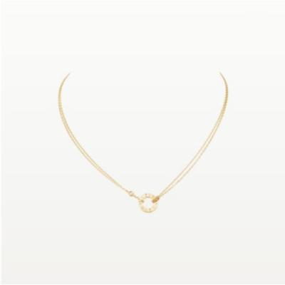 China Fashion Trend Gold Clavicle Female Stainless Steel Trendy Necklace Double European And American Love Chain Makes Clearing Pendant for sale