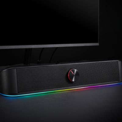 China Desktop Video New Arrival RGB Soundbar , 2.0 Channel Computer Call Speaker With Dynamic Lighting for sale