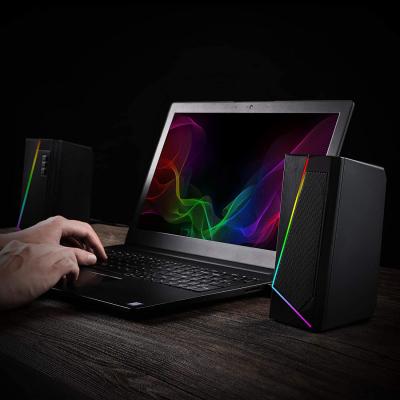 China Video Call RGB Desktop Speakers , 2.0 Channel PC Computer Stereo Speaker With 6 Colorful LED Modes for sale