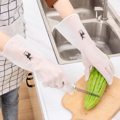 China Durable Thick Home Waterproof Kitchen Cleaning Durable Transparent Rubber Mitts for sale