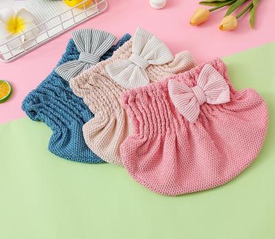 China Polyester Sustainable Women's Super Soft Bow Shower Cap , Absorbent Quick Dry Towel Cap for sale