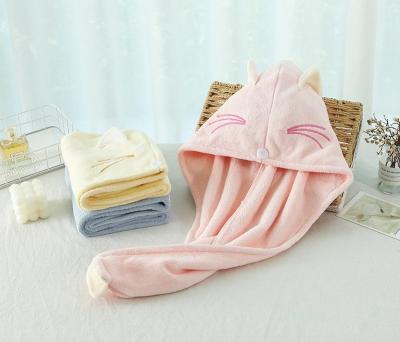 China Polyester Sustainable Cartoon Lovely Women's Hat , Female Dry Hair Towel Hair Cap for sale