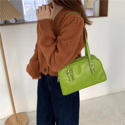 China Green Fashion Women's Shoulder Bags Large Pu Leather Trim Diary Small Casual Tote Handbag Ladies Large Capacity Women's Handbags for sale