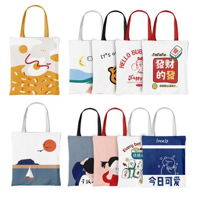 China Stock Fashion Eco-Friendly Wholesale Recycle Custom Printed Women Blank Shopping Organic Canvas Cotton Tote Bag With Logo for sale