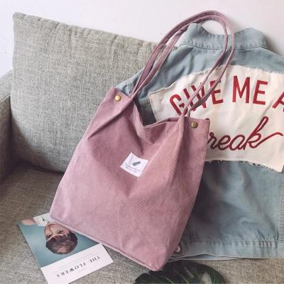 China Eco-Friendly Bags for Women 2021 Reusable Shopping Bags Corduroy Shoulder Bag Tote Female Casual Handbag for a number of Dropshipping for sale