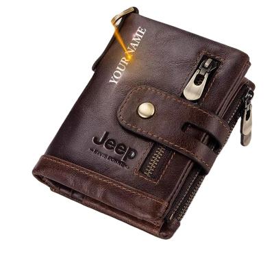 China Wholesale 100% RFID Genuine Leather Male Purses With Zipper Coin Pocket Customize Logo Men Wallet And Card Holder Wallets Leather Mens for sale