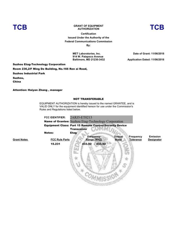 FCC - Zhuhai Suny Technology Co., Ltd.