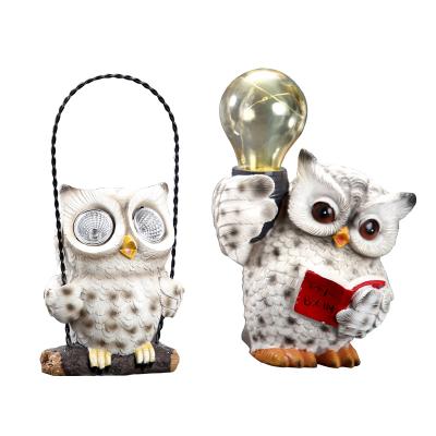 China Night Light Kids Birthday Gifts Owl Solar Light Ornaments Resin Luxury Creative Craft for sale