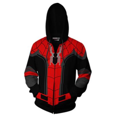 China Custom Anti-wrinkle Men's Boy Plus Size Cartoon Spiders Anime Superhero Cosplay spiderman 3D Prints Zippers Sports Jacket Halloween Hoodies for sale