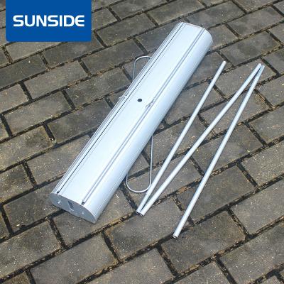 China Clip Retractable Telescopic Roller Pole Outdoor Retractable Banner Stands Display Roll Up for sale