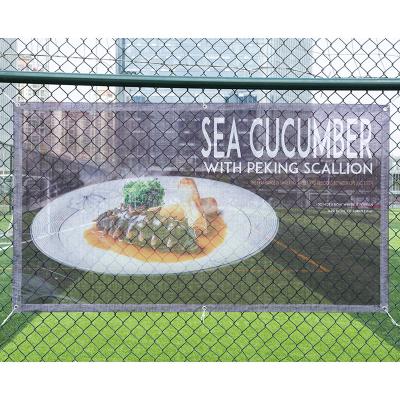 China Easy Install Custom Design Printing Hanging Fence Fabric Polyester Mesh Banner for sale