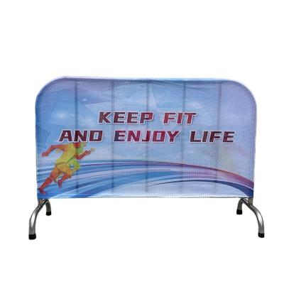 China Reusable Custom Size Outdoor Event Barricade Jacket Covers Crowd Control Barrier Covers Mesh Fencing Covers for sale