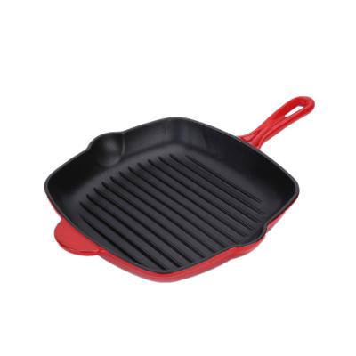 China Haften Sie nicht vor Jahreszeit-Roheisen-Quadrat-Grill Pan 10 Zoll-einfaches sauberes zu verkaufen