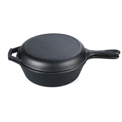 Chine poêle de la fonte 3.2Quart Pan Casserole 2 dans 1 pour le camping et la cuisson extérieure à vendre