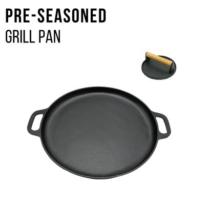 China Pre Seasoned Cast Iron Frying Pan 30/35cm Cast Iron Grill Pan for sale