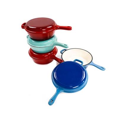 Chine Le GV de BSCI a émaillé le Cookware de fonte Pan Lid And Stew Pot 2 dans 1 à vendre