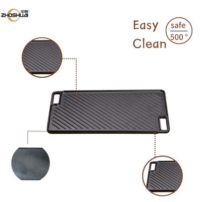 China Pre Seasoned Reversible Cast Iron Grill Griddle 46x26x1.7cm en venta