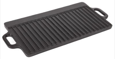 Китай Griddle литого железа 2 ручек прямоугольный с гребнями 18x9.4x0.6inch продается