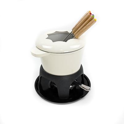 China A vara do potenciômetro do fondue do ferro fundido do queijo do OEM não esmalta horizontalmente inferior à venda