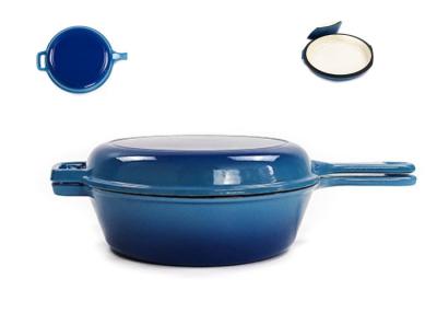 Κίνα 2 σε 1 παν σμάλτο Skillet χυτοσιδήρου ντυμένο Casserole Skillet χυτοσιδήρου 3,2 τετάρτου γαλλονιού προς πώληση