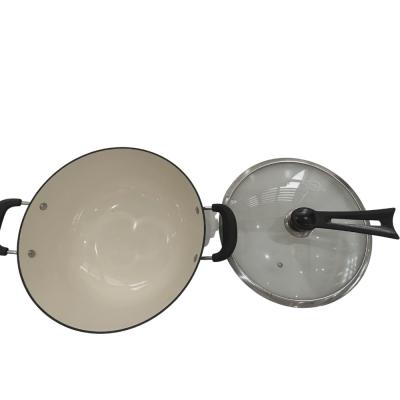 China Klassischer 11Inch Roheisen-chinesischer Wok-Pan Skillet With Removable Silicone-Griff zu verkaufen