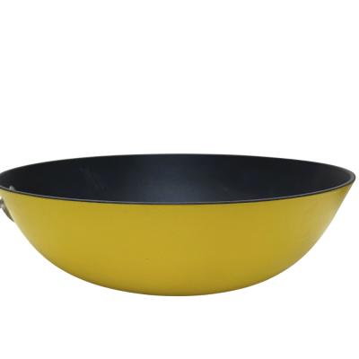 China Erstklassige Bratpfanne-chinesischer Wok des Roheisen-13Inch mit ausgeglichenem Glasdeckel und nicht Stock zu verkaufen