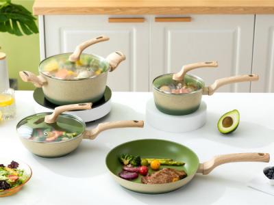 Chine Le Cookware 7Piece en aluminium de la meilleure qualité a placé pour le vert de Cooktops d'induction à vendre